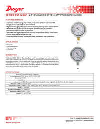 Thumbnail of document Data Sheet - SGX / SGF Stainless Steel Low Pressure Gage